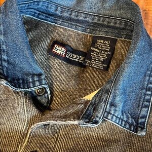 Faded Glory Gray Long Sleeve Polo Shirt with Denim Collar | 2XLT